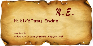 Miklóssy Endre névjegykártya