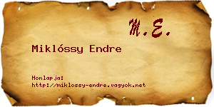 Miklóssy Endre névjegykártya
